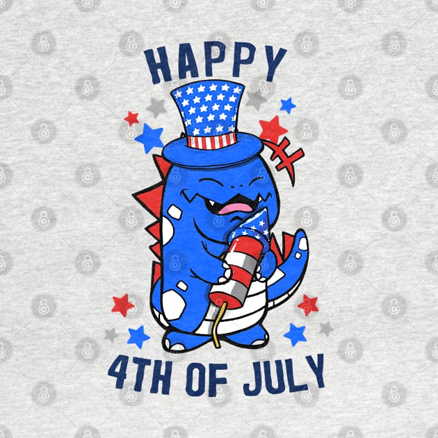 Dinosaur 4th Of July Kids American T-Rex by Rebrand